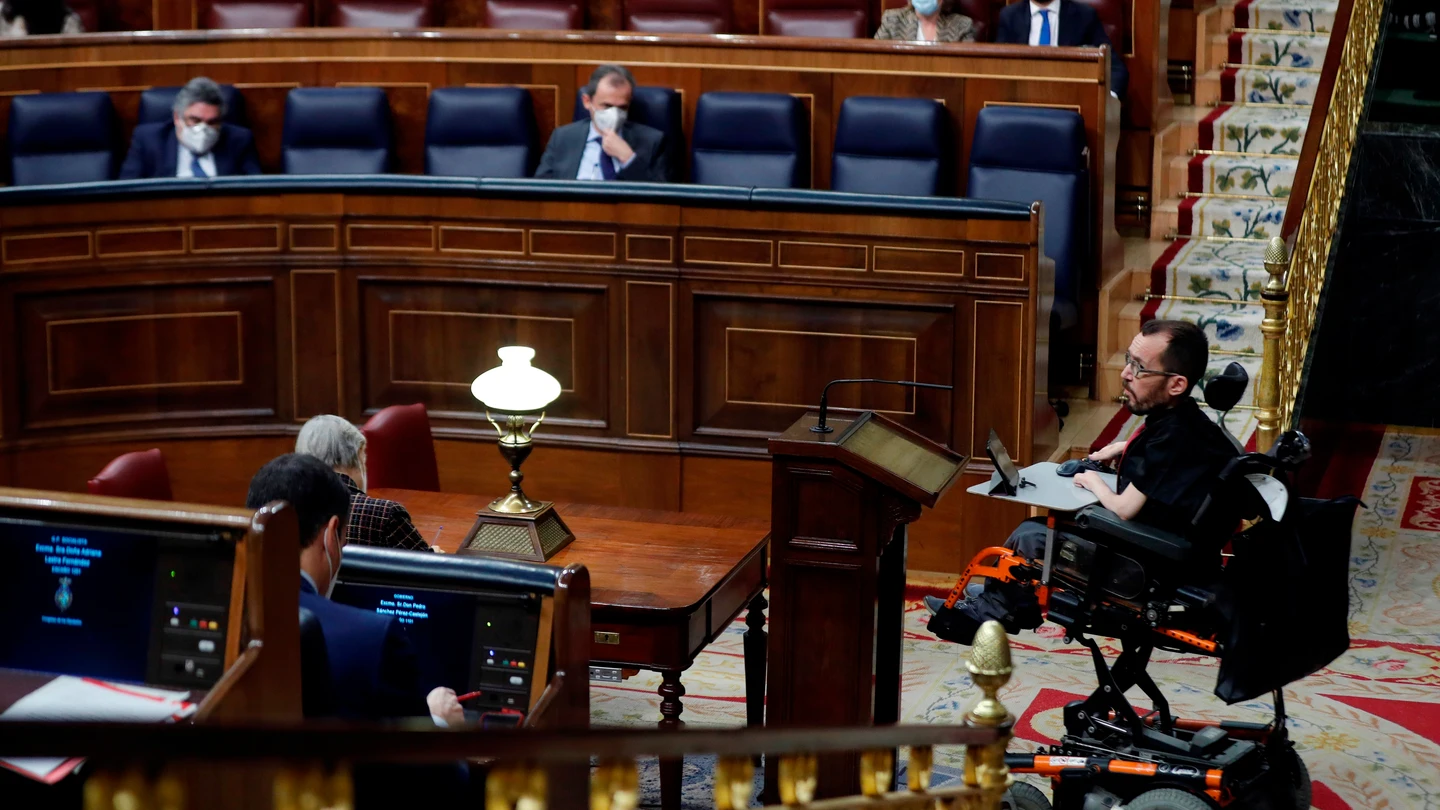 El portavoz de Unidas Podemos, Pablo Echenique, interviene en el Congreso. El portavoz de Unidas Podemos, Pablo Echenique, interviene en el Congreso.