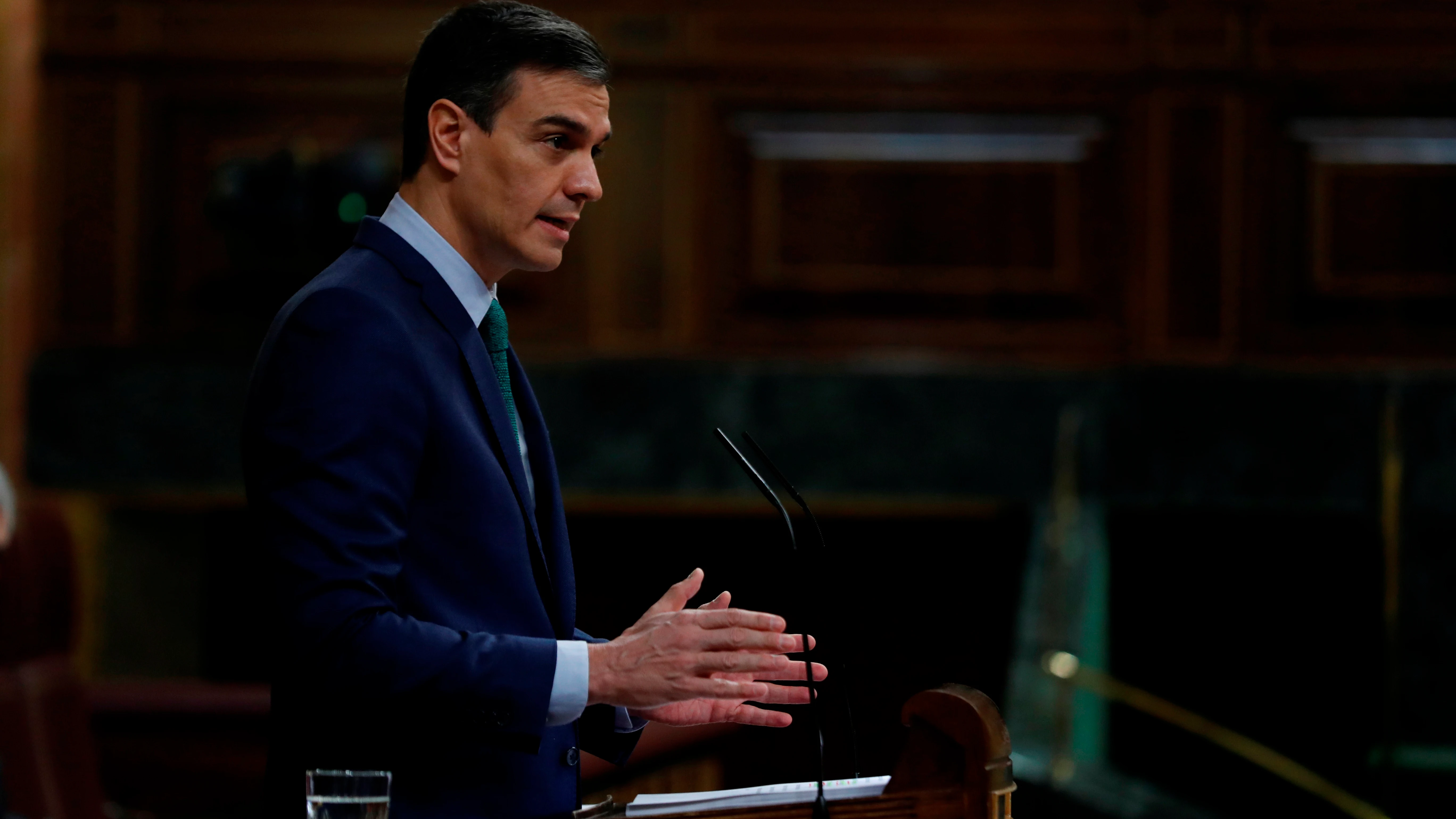 l presidente del Gobierno, Pedro Sánchez, interviene este miércoles durante la sesión de control en el Congreso de los Diputados