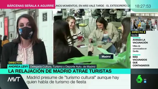 Andrea Levy presume de turismo cultural: "Madrid, en ningún caso, está siendo un reclamo para el turismo de borrachera" Andrea Levy presume de turismo cultural: "Madrid, en ningún caso, está siendo un reclamo para el turismo de borrachera"