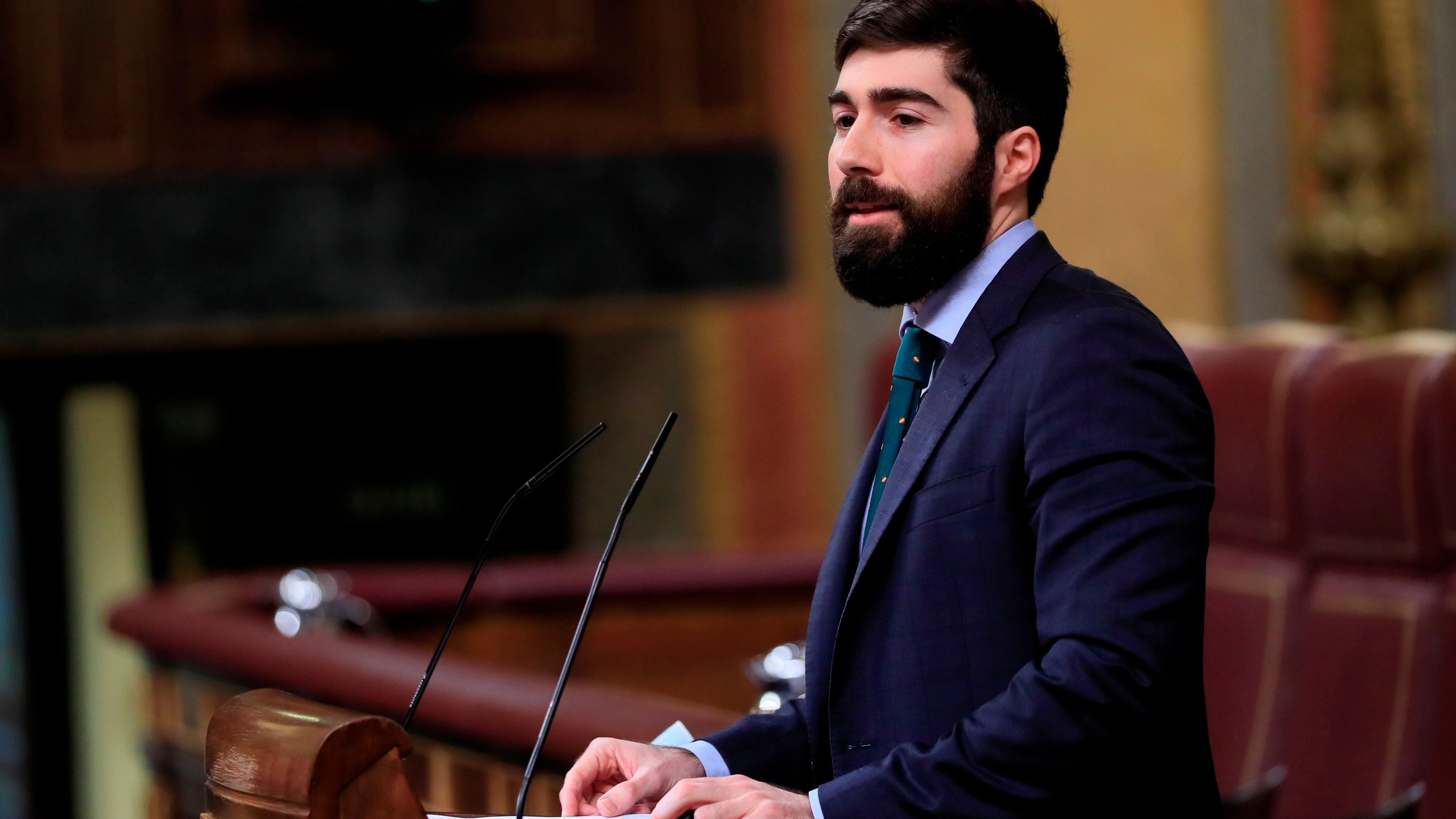  El diputado de Vox Manuel Mariscal durante su intervención este jueves en el pleno del Congreso de los diputados