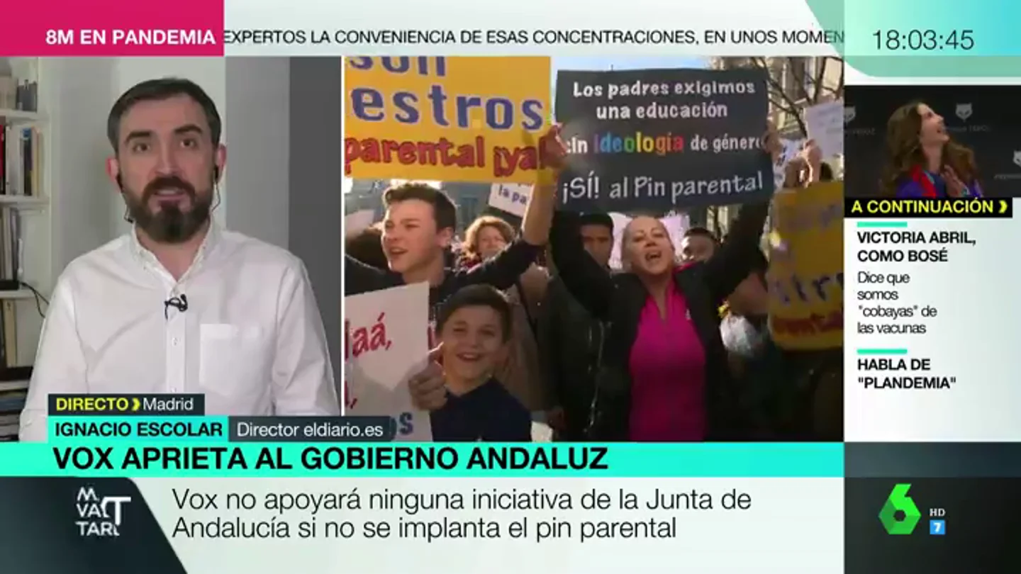 El rotundo alegato de Ignacio Escolar en contra del pin parental propuesto por Vox: "Los colegios no son a la carta" El rotundo alegato de Ignacio Escolar en contra del pin parental propuesto por Vox: "Los colegios no son a la carta"