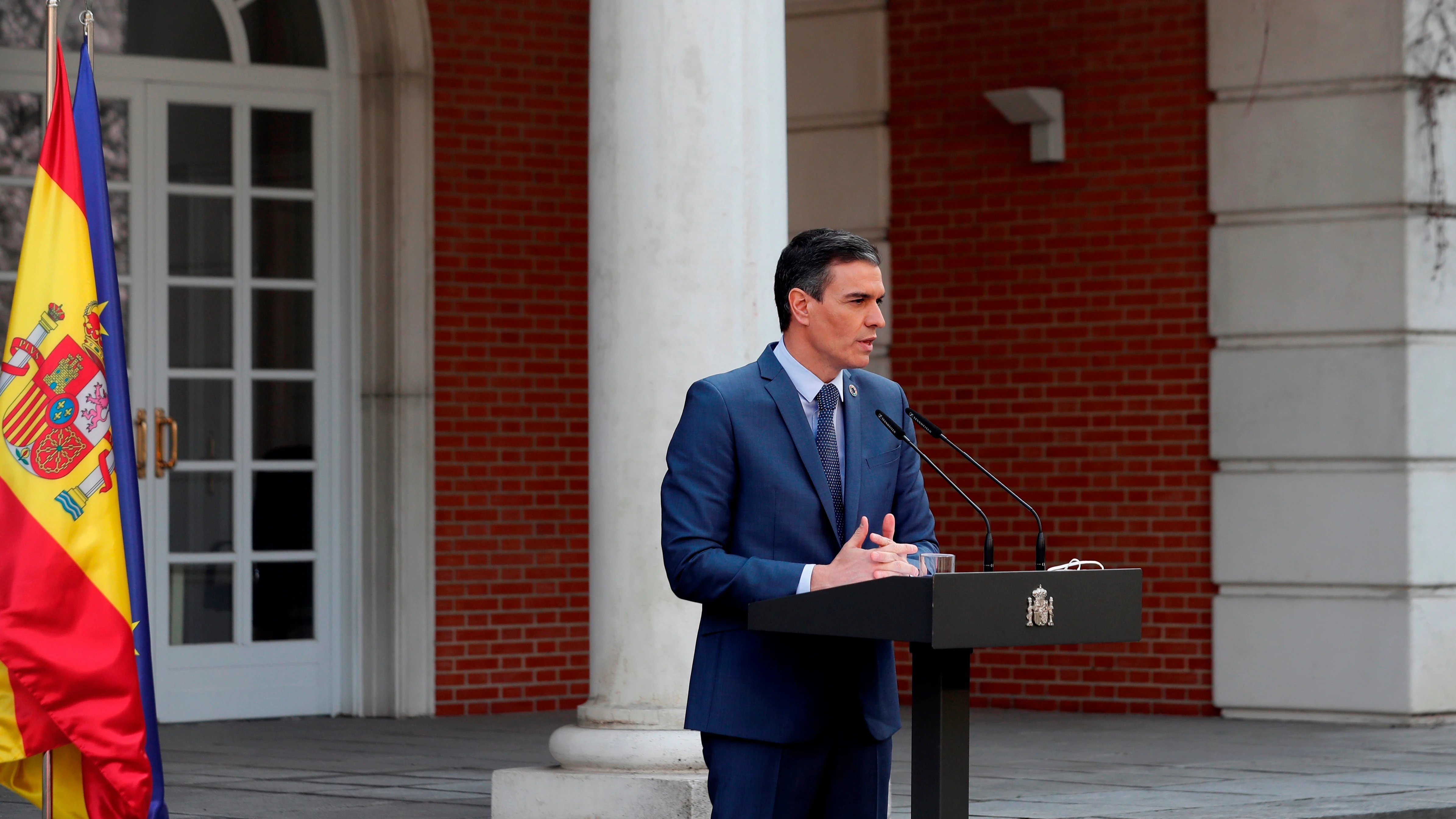 El presidente del Gobierno, Pedro Sánchez, en el Palacio de la Moncloa