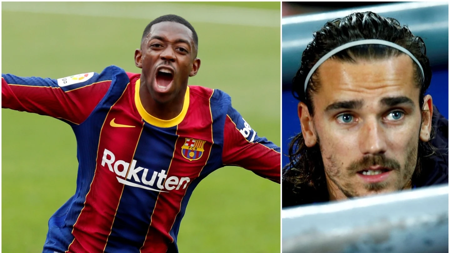 Dembélé celebra un gol con el Barça; Griezmann, en el banquillo Dembélé celebra un gol con el Barça; Griezmann, en el banquillo