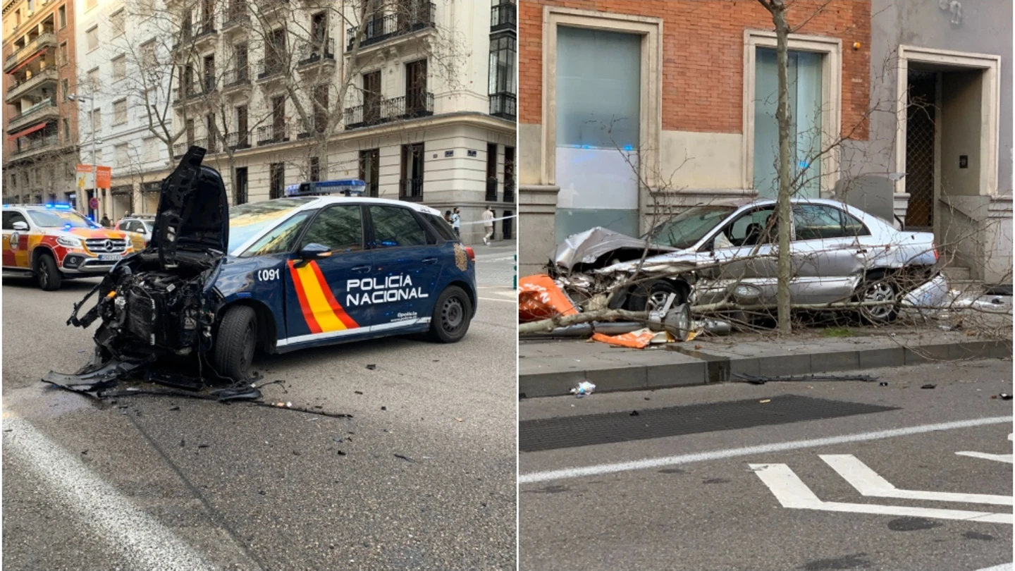 Imagen de los coches implicados en el accidente en la calle Serrano Imagen de los coches implicados en el accidente en la calle Serrano