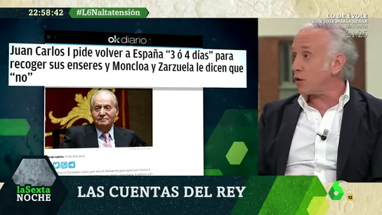Juan Carlos I habría pedido a Moncloa y Zarzuela volver a España "tres o cuatro" días y le habrían dicho que no Juan Carlos I habría pedido a Moncloa y Zarzuela volver a España "tres o cuatro" días y le habrían dicho que no