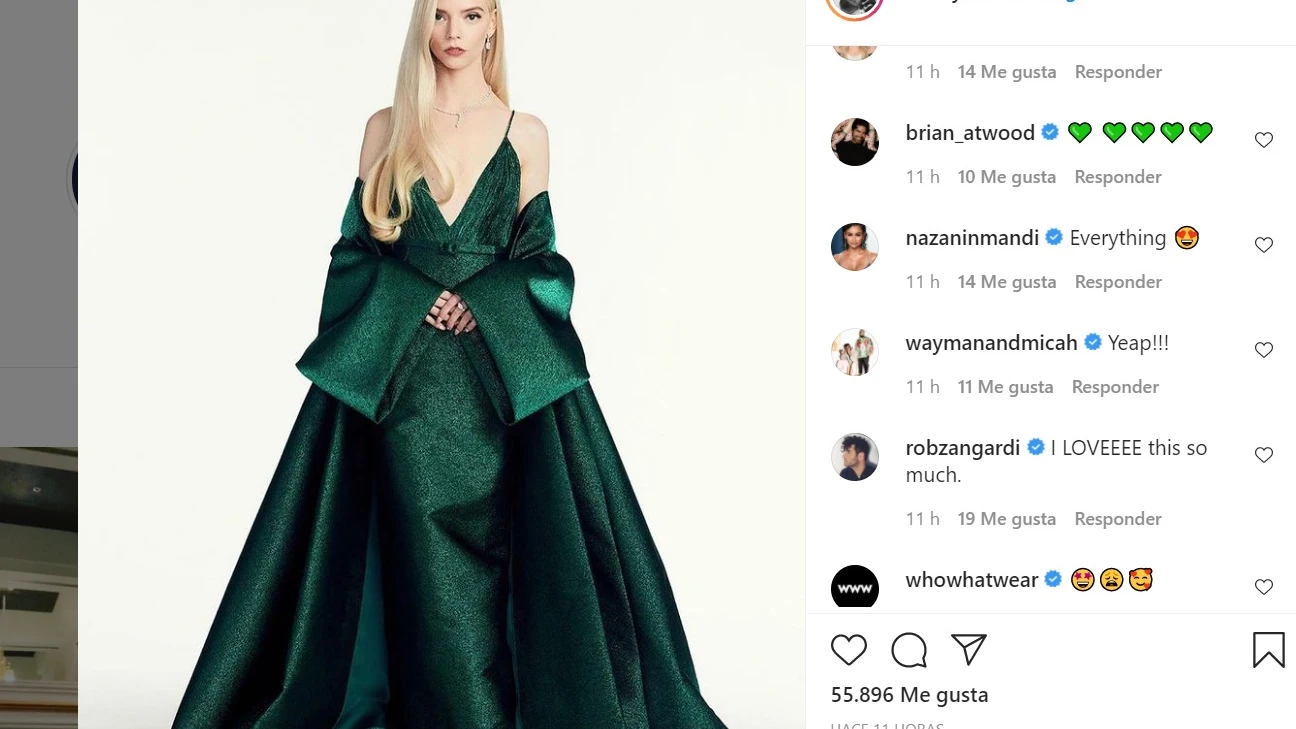 Anya Taylor-Joy eligió un vestido verde de Dior para los Globos de Oro