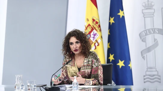 La ministra de Hacienda y portavoz del Gobierno, María Jesús Montero, durante la rueda de prensa posterior al Consejo de Ministros, en Madrid Consejo de Ministros
