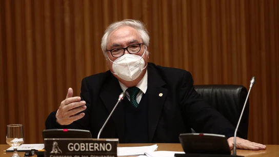 l ministro de Universidades, Manuel Castells, comparece en la Comisión de Ciencia, Innovación y Universidades celebrada en el Congreso de los Diputados, en Madrid Castells