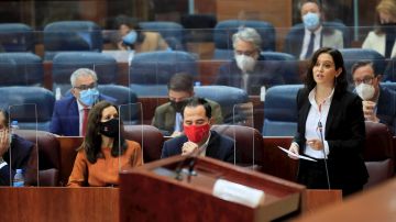 Ayuso durante su intervención en la Asamblea de Madrid