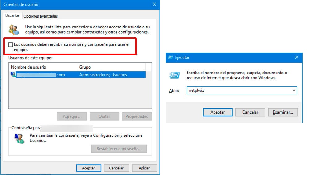 Desactivando el acceso con contraseña