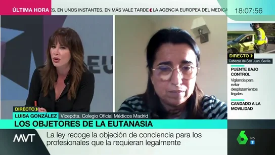 Mamen Mendizábal corrige a una médico en contra de la eutanasia: "No es lo mismo matar con ayudar a morir, doctora" Mamen Mendizábal corrige a una médico en contra de la eutanasia: "No es lo mismo matar con ayudar a morir, doctora"