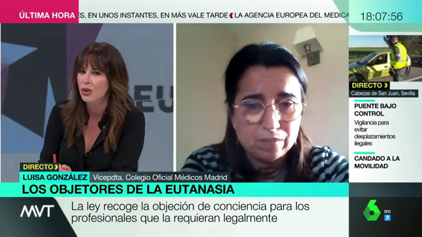 Mamen Mendizábal corrige a una médico en contra de la eutanasia: "No es lo mismo matar con ayudar a morir, doctora" Mamen Mendizábal corrige a una médico en contra de la eutanasia: "No es lo mismo matar con ayudar a morir, doctora"