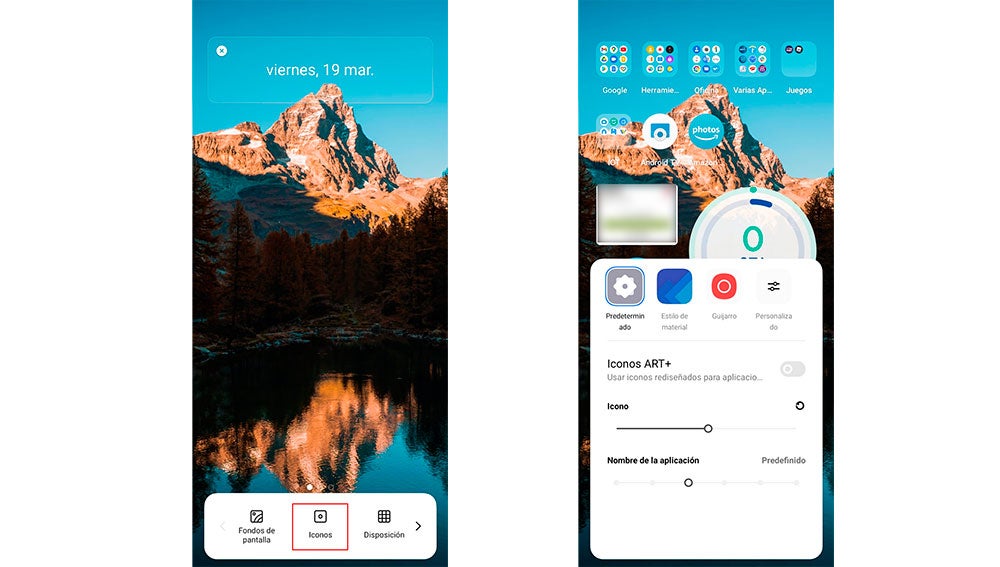 Personalizando los iconos