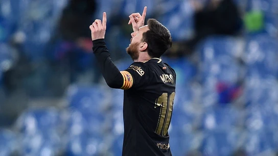 Leo Messi celebra un gol Leo Messi celebra un gol