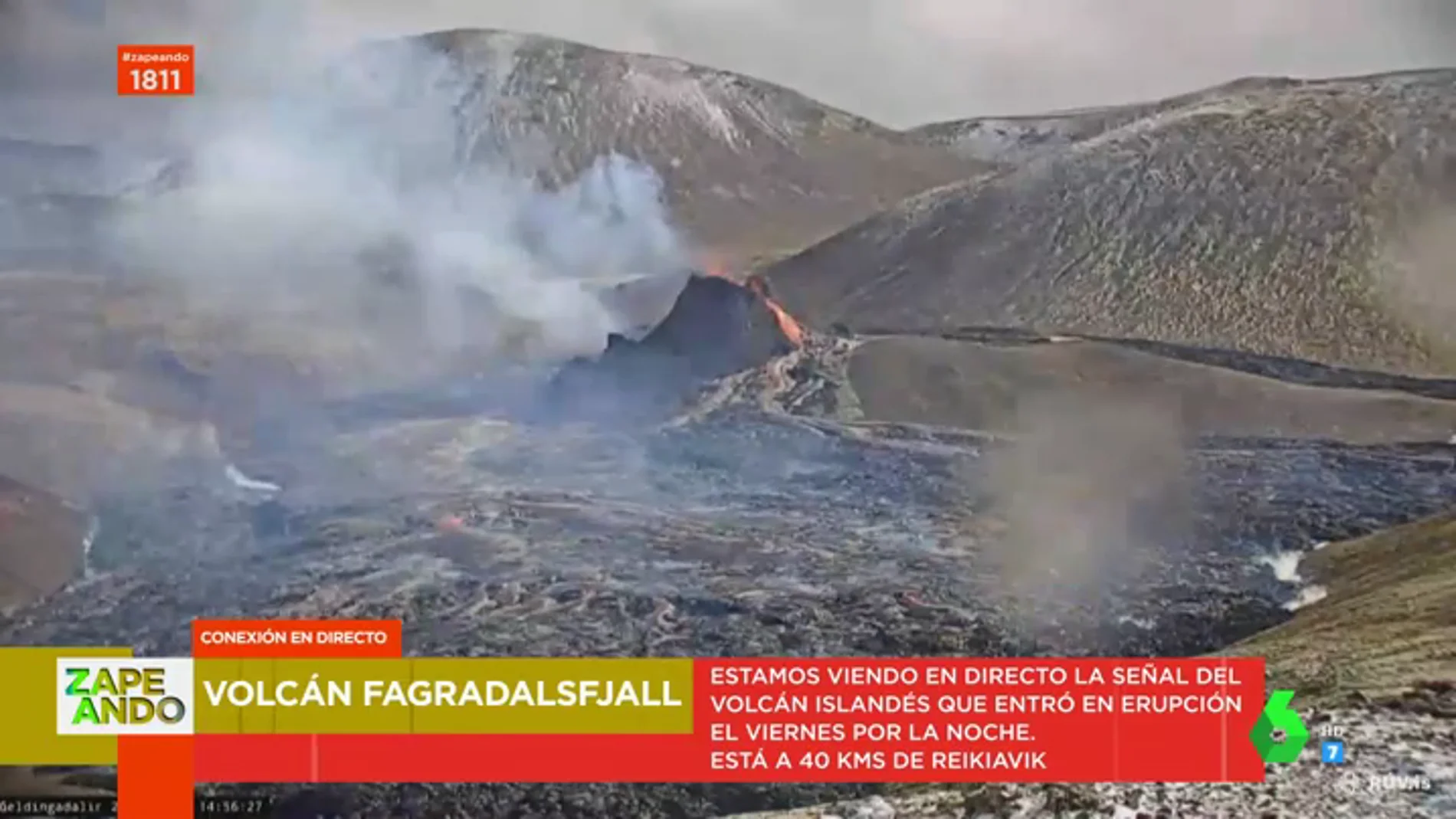 La señal en directo de un volcán islandés expulsando lava tras 6.000 años inactivo