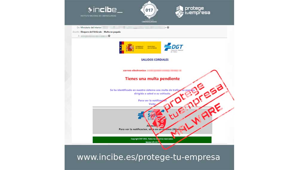 El correo con malware