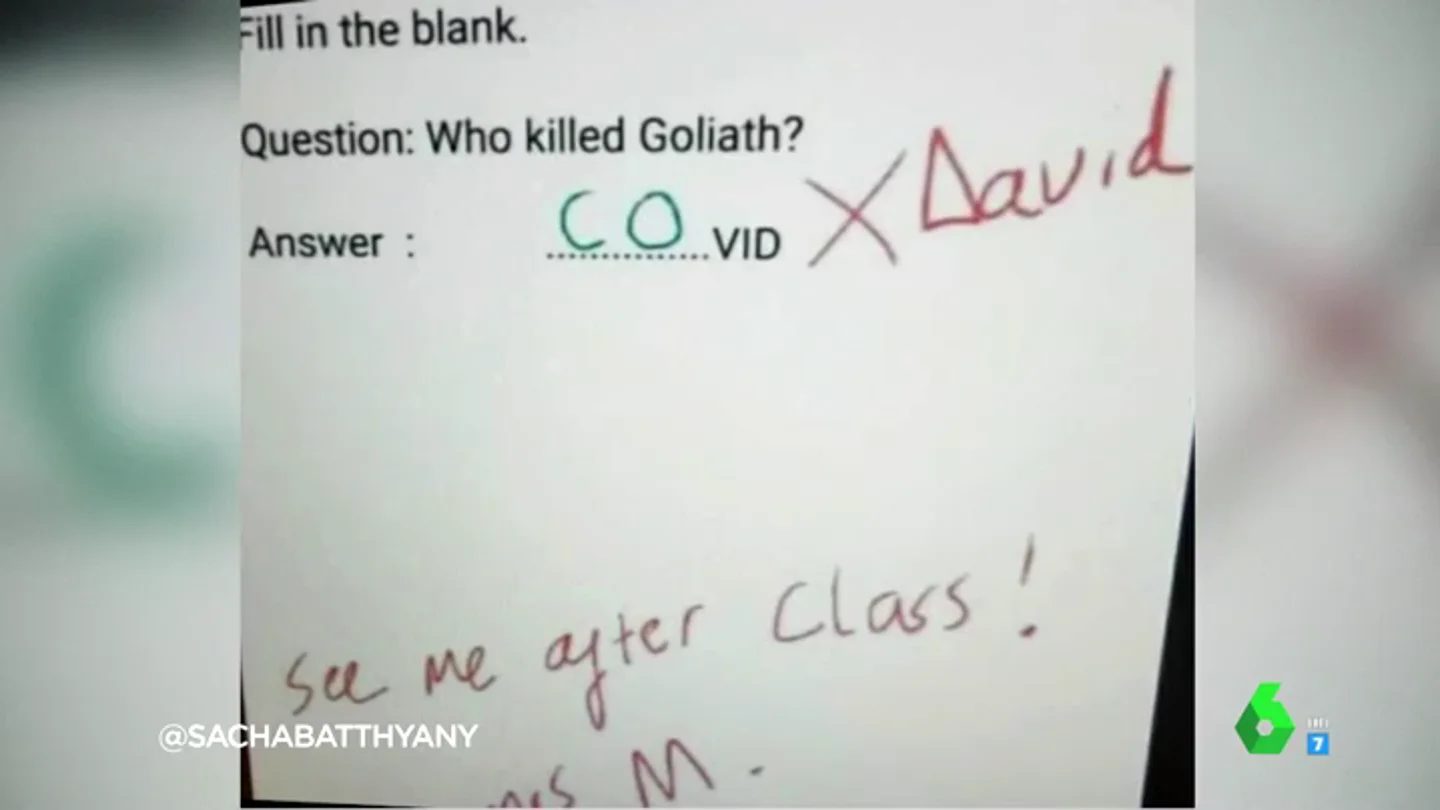 "¿Quién mató a Goliat?": la divertida respuesta de un niño en un examen que enfada a su profesor "¿Quién mató a Goliat?": la divertida respuesta de un niño en un examen que enfada a su profesor
