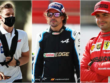 Mick Schumacher, Fernando Alonso y Carlos Sainz Mick Schumacher, Fernando Alonso y Carlos Sainz