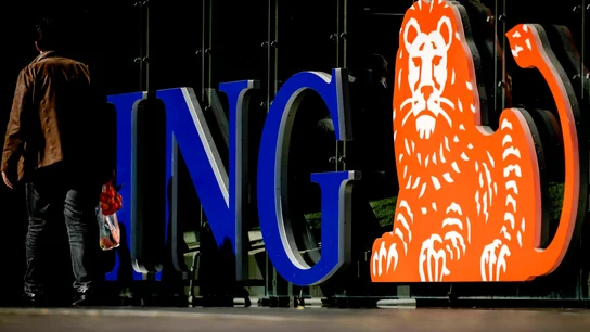 Logotipo del banco holandés ING en Ámsterdam Logotipo del banco holandés ING en Ámsterdam