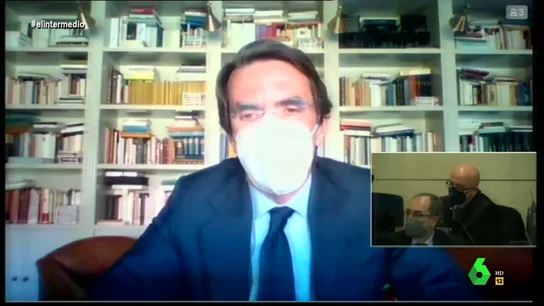 La justificación de Aznar cuando le preguntan en pleno juicio por qué lleva mascarilla si está solo La justificación de Aznar cuando le preguntan en pleno juicio por qué lleva mascarilla si está solo