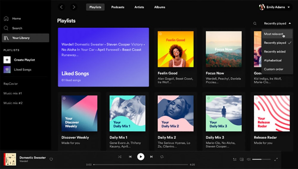 El nuevo diseño de Spotify Web
