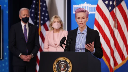 Megan Rapinoe en su comparecencia en la Casa Blanca en el Día de la Igualdad Salarial Megan Rapinoe en su comparecencia en la Casa Blanca en el Día de la Igualdad Salarial