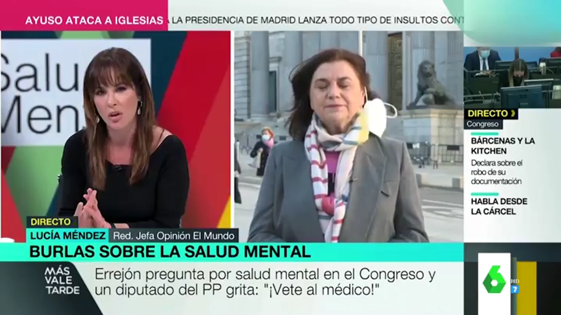 El "calvario" de Lucía Méndez en su conexión en directo con Mamen Mendizábal: desde inesperados ruidos a ráfagas de viento