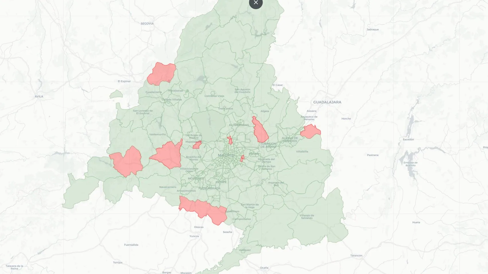 Mapa de restricciones en Madrid