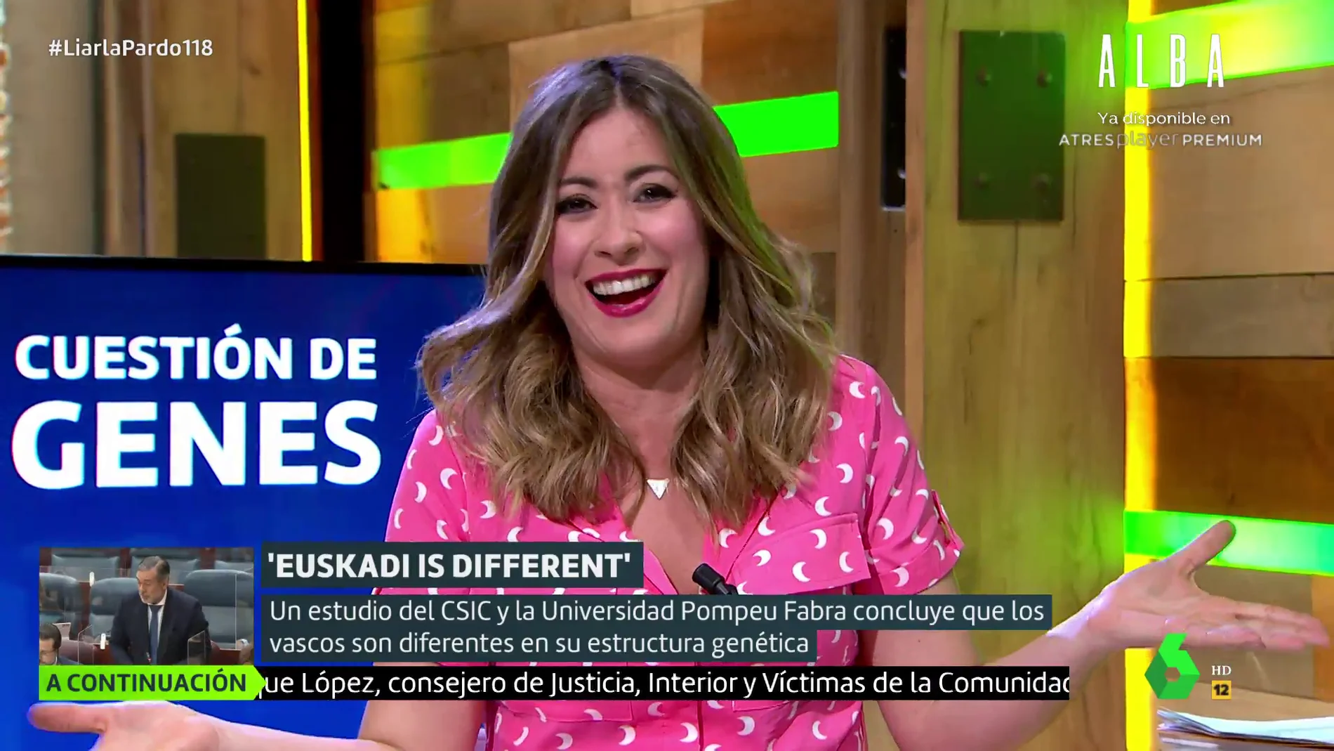 Inés Paz desata las risas en el plató de Liarla Pardo al hablar de la genética de los vascos: "Nos deja locos"