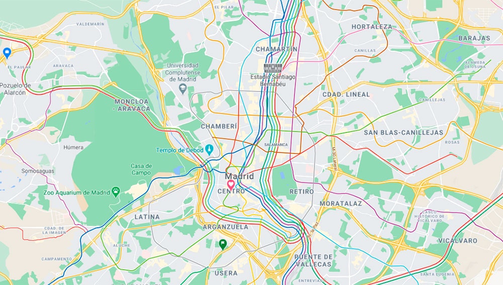 Plano de transporte de Google Maps