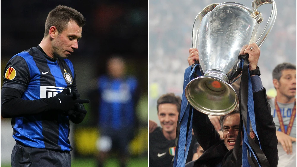 Antonio Cassano y José Mourinho