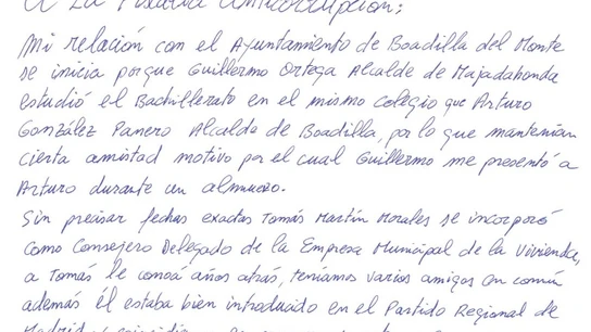 Parte de la carta enviada por Francisco Correa a la Fiscalía Anticorrupción. Parte de la carta enviada por Francisco Correa a la Fiscalía Anticorrupción.