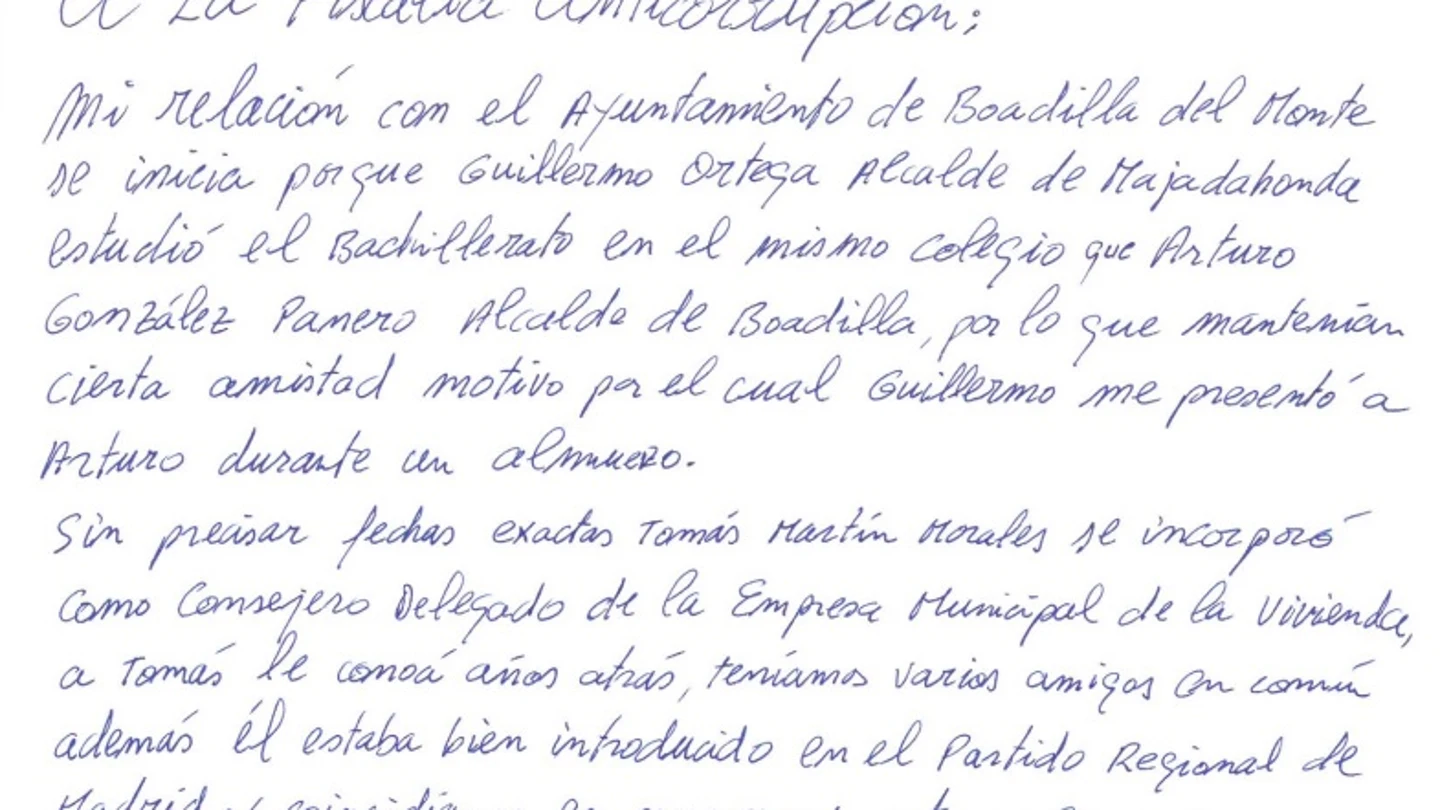 Parte de la carta enviada por Francisco Correa a la Fiscalía Anticorrupción. Parte de la carta enviada por Francisco Correa a la Fiscalía Anticorrupción.