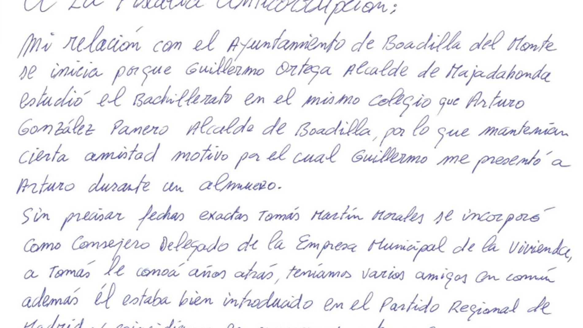 Parte de la carta enviada por Francisco Correa a la Fiscalía Anticorrupción.