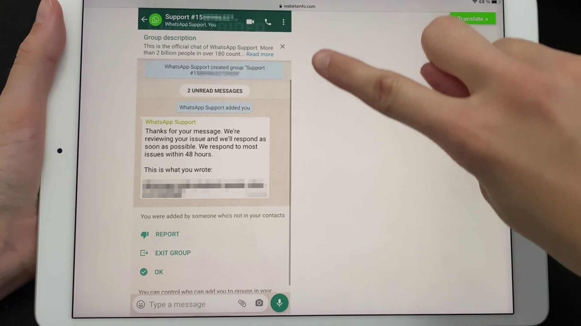 As&iacute; ser&aacute; la opci&oacute;n de soporte t&eacute;cnico de WhatsApp