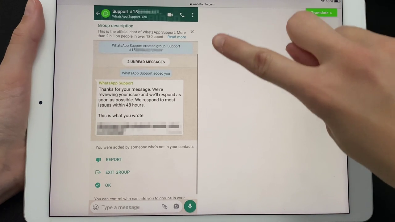 Así será la opción de soporte técnico de WhatsApp