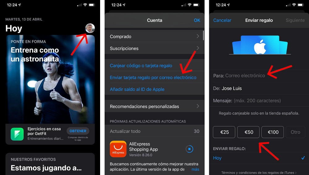 Enviar regalo a través de la App Store de tu iPhone.
