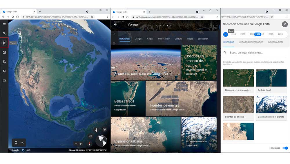 Acede a los Timelapse en Google Earth