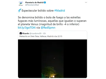 Una enorme bola de fuego atraviesa el cielo de Madrid Una enorme bola de fuego atraviesa el cielo de Madrid