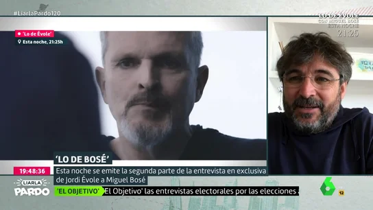 Jordi Évole desvela que el equipo de Miguel Bosé pidió test COVID para hacer la entrevista: "Recibí más recomendaciones sanitarias que para hablar con Fernando Simón" Jordi Évole desvela que el equipo de Miguel Bosé pidió test COVID para hacer la entrevista: "Recibí más recomendaciones sanitarias que para hablar con Fernando Simón"