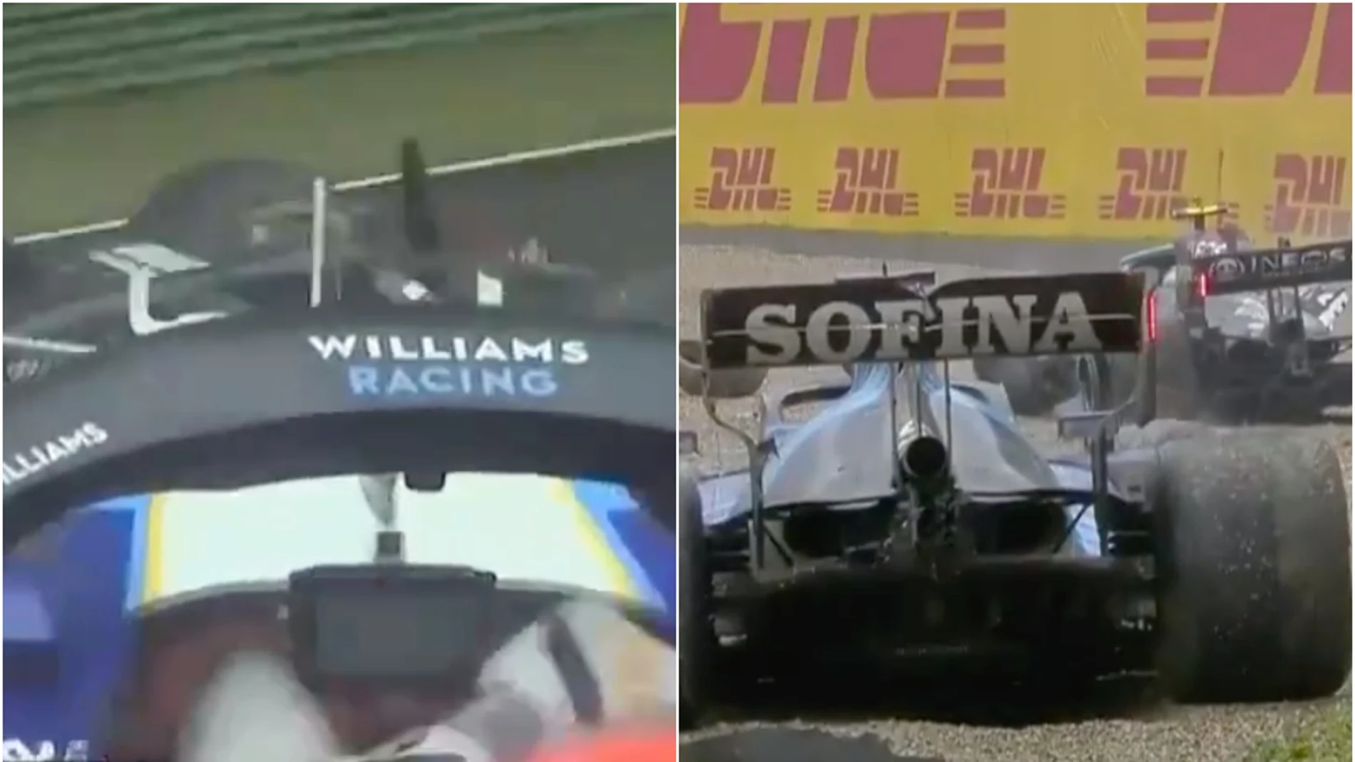 Accidente entre Valtteri Bottas y George Russell en el GP de la Emilia-Romagna