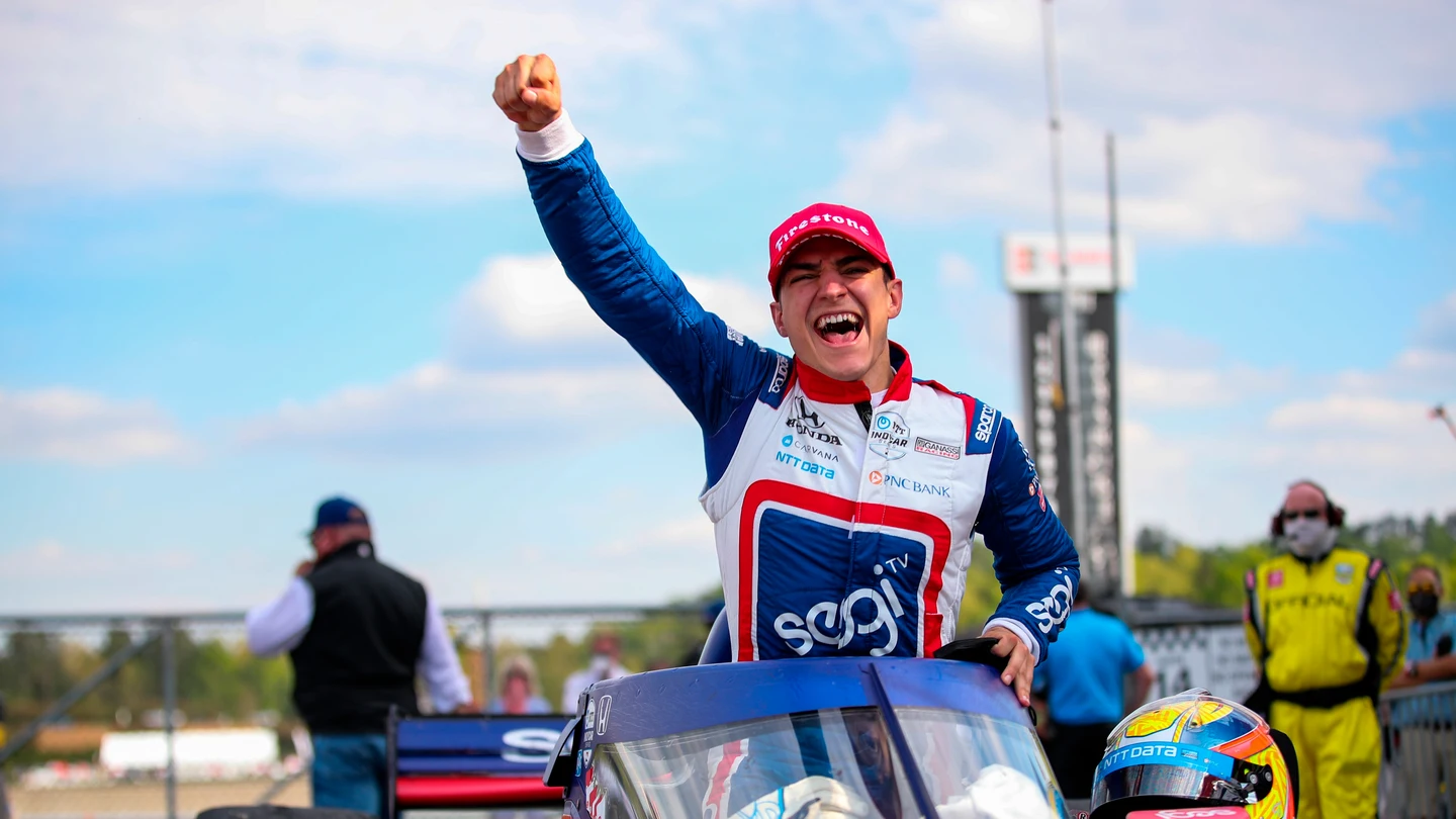 Álex Palou, celebrando su primera victoria en la Indycar Álex Palou, celebrando su primera victoria en la Indycar