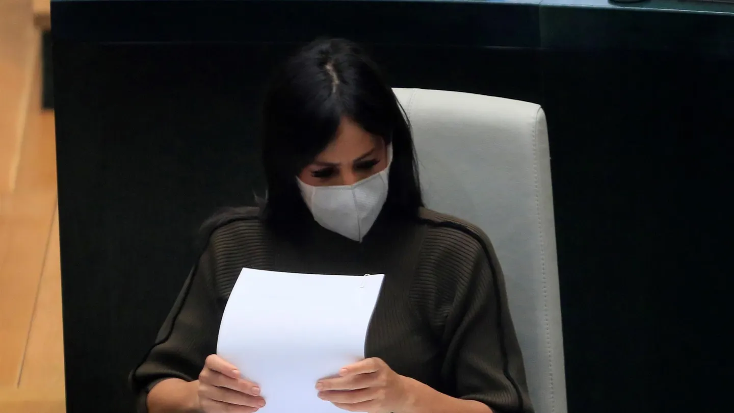 La vicealcaldesa de Madrid, Begoña Villacís durante el pleno del Ayuntamiento en Madrid. La vicealcaldesa de Madrid, Begoña Villacís durante el pleno del Ayuntamiento en Madrid.