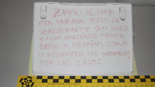 La nota dirigida al expresidente socialista José Luis Rodríguez Zapatero La nota dirigida al expresidente socialista José Luis Rodríguez Zapatero