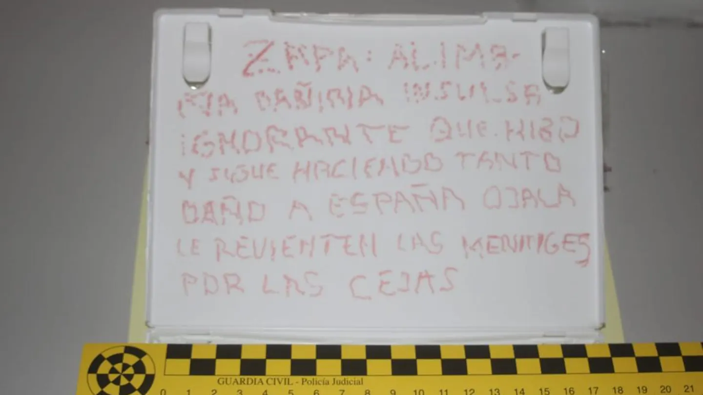La nota dirigida al expresidente socialista José Luis Rodríguez Zapatero La nota dirigida al expresidente socialista José Luis Rodríguez Zapatero