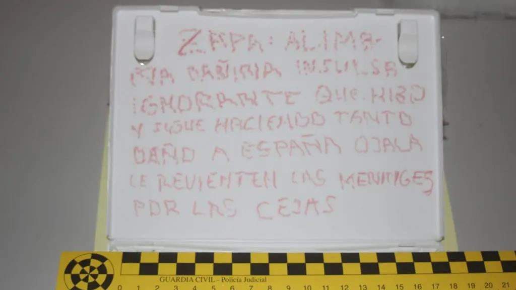 La nota dirigida al expresidente socialista José Luis Rodríguez Zapatero