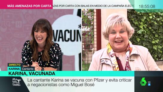 Karina canta en directo una nueva versi&oacute;n de 'La fiesta' para celebrar su vacunaci&oacute;n: "En mayo me vendr&aacute; la segunda dosis... parapap&aacute;"