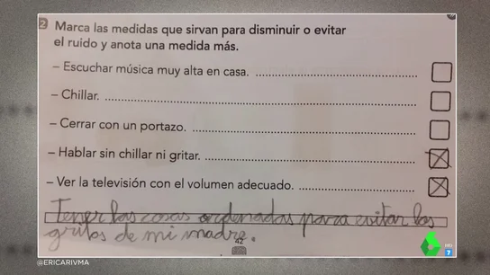 "Tener las cosas ordenadas para evitar los gritos de mi madre": la inocente respuesta de un niño sobre qué hacer para reducir el ruido "Tener las cosas ordenadas para evitar los gritos de mi madre": la inocente respuesta de un niño sobre qué hacer para reducir el ruido