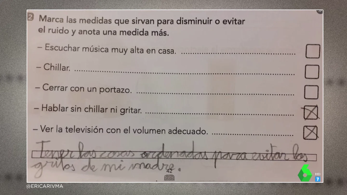 "Tener las cosas ordenadas para evitar los gritos de mi madre": la inocente respuesta de un niño sobre qué hacer para reducir el ruido "Tener las cosas ordenadas para evitar los gritos de mi madre": la inocente respuesta de un niño sobre qué hacer para reducir el ruido