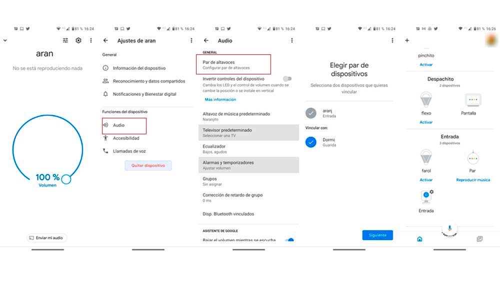 Emparejando altavoces Google home